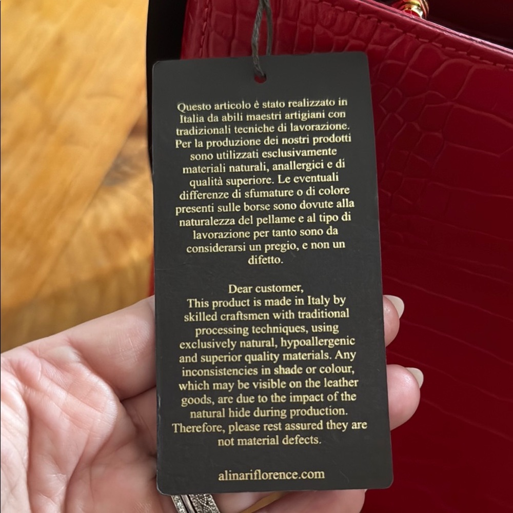 🏷️ $340- Navona Croco
Red Crocodile Pattern Handbag NWT - Picture 10 of 11
